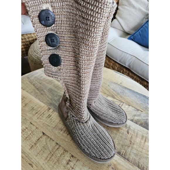 Ugg Classic Cardy Knee Calf Sweater Boots Slip On Women's Size 6 Beige - Picture 2 of 12